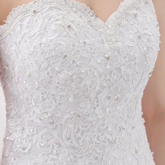 Strapless Mermaid Sweetheart Wedding Gown with Lace Bodice-Brand New-Never Worn - Picture 4 of 10